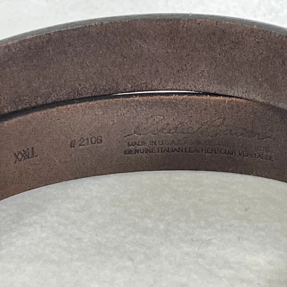 Eddie Bauer Leather Belt Classic Old Money Luxury Academia Prep Brown 3XL